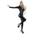 Latex långärmad overall dam (svart) - M
