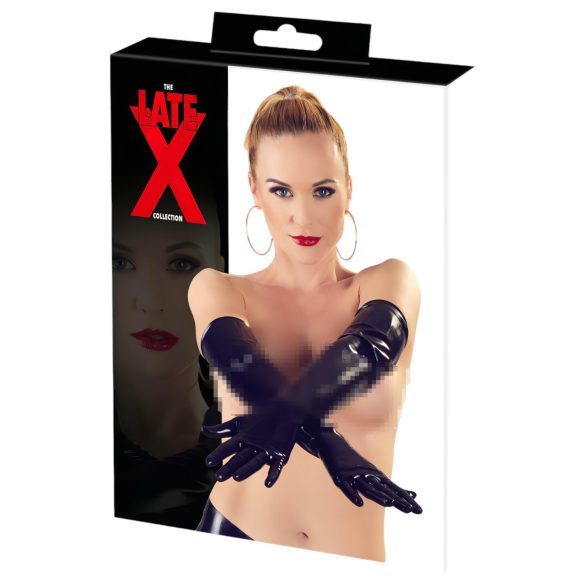 LATEX - lång unisexhandske (svart) - M