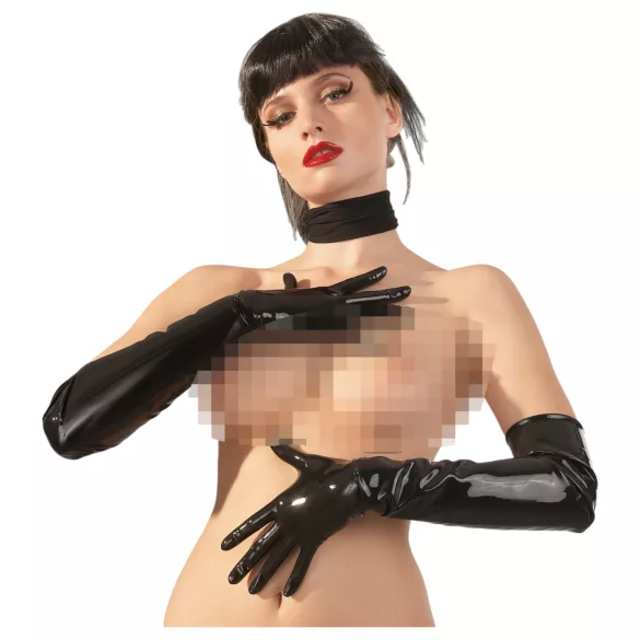 Latex - långa unisexhandskar - svart - L