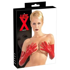 Latex lång unisexhandske (röd) - M