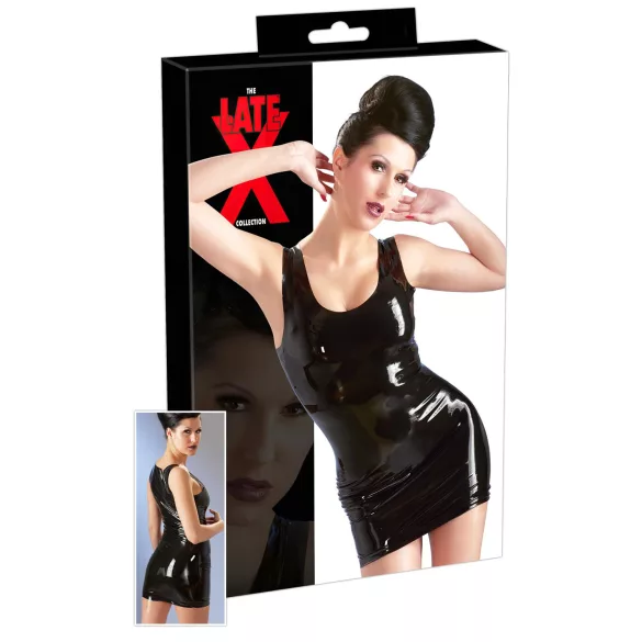 Latex ärmlös miniklänning (svart) - S