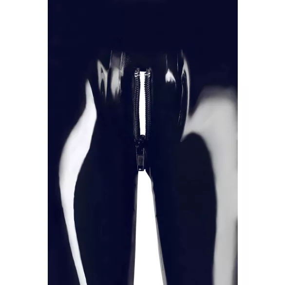 Latexleggings med dragkedja (svart) - S