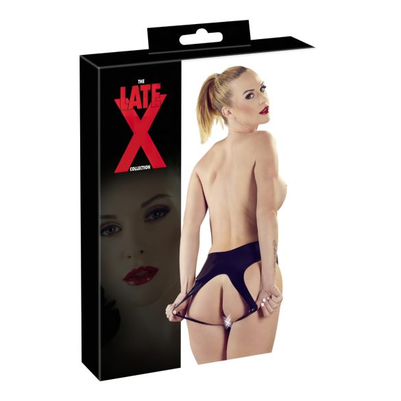 Latex - helt öppen damtrosa - svart (S-L)