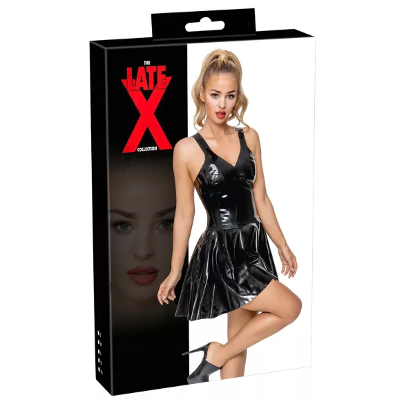 LATEX - klänning med volangkjol (svart)