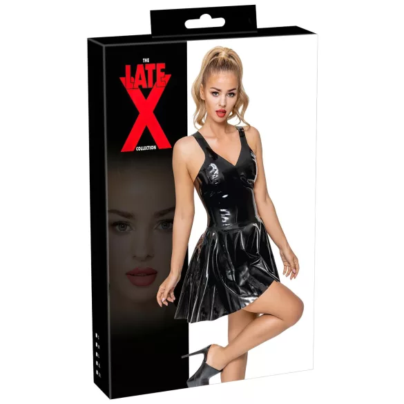 LATEX - klänning med volangkjol (svart) - M