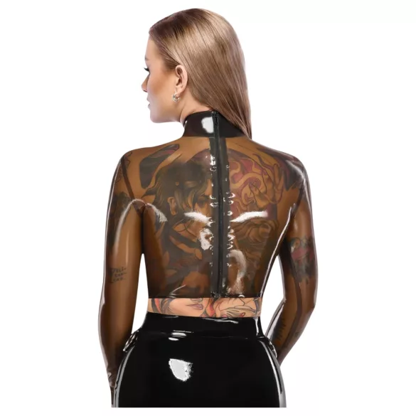 Latexgenomskinlig topp (genomskinlig svart)