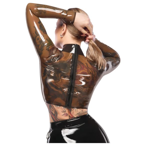 Latex - genomskinlig topp - svart latex - M