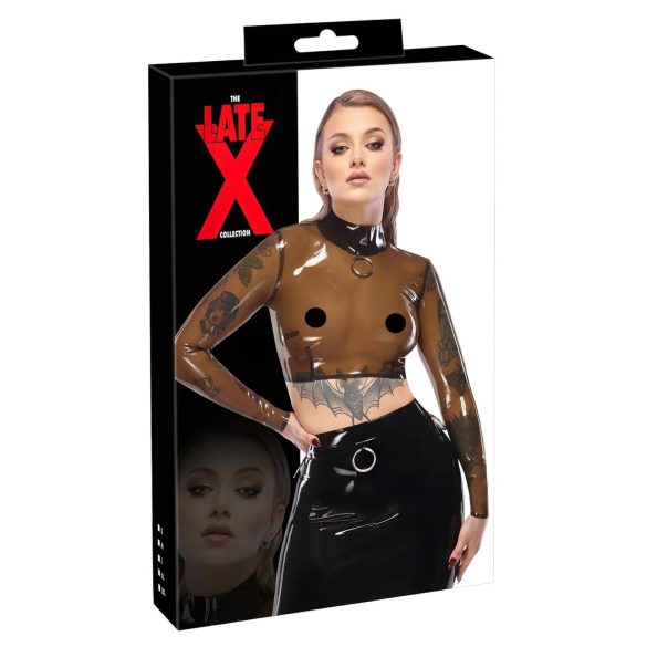 Latex - genomskinlig topp - svart latex - M