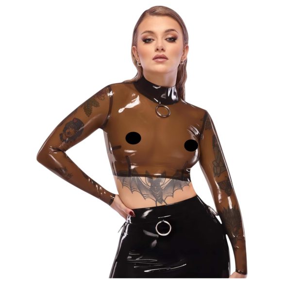 Latex - genomskinlig topp - svart latex - L