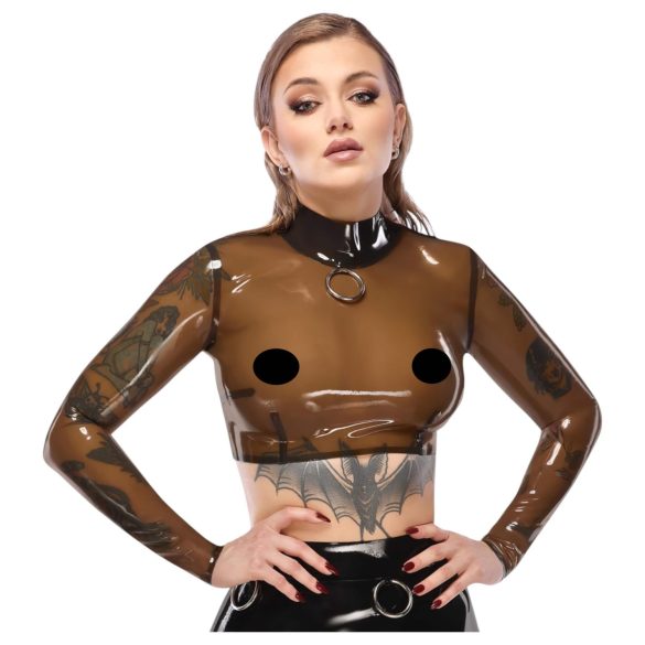 Latex - genomskinlig topp - svart latex - L