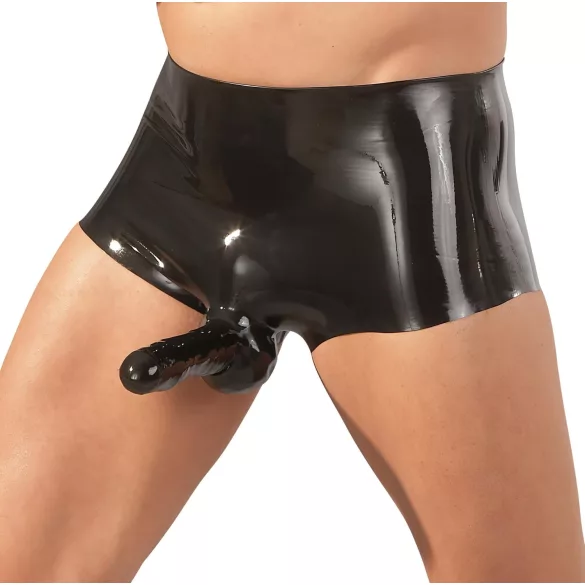 Latexboxer + penishölje (svart) - L/XL
