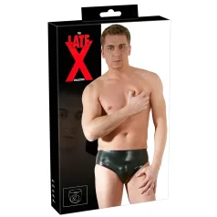   Latex herrkalsong med inbyggd penis och analdildo (svart) - XL