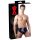 LATEX - herrboxer med koniskt analplug (svart) - XL