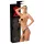 Latex trosor med öppen gren + 2 inre dildos (svart, S-L)
