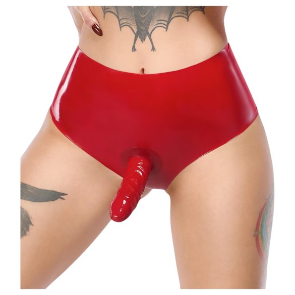 LATEX - Realistisk Dildo med Sugkopp (Röd)