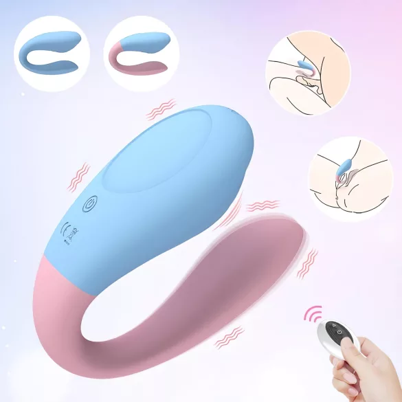 Mrow 03 - parvibrator med uppladdningsbart batteri - vattentät - blå/rosa