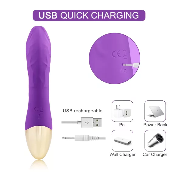 Mrow Real Lover - vibrator uppladdningsbar vattentät realistisk silikon lila