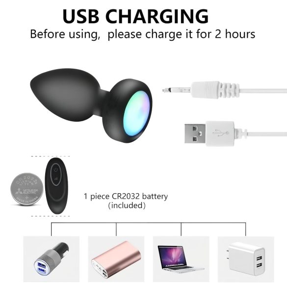 Mrow - analvibrator med fjärrkontroll och belysning - svart