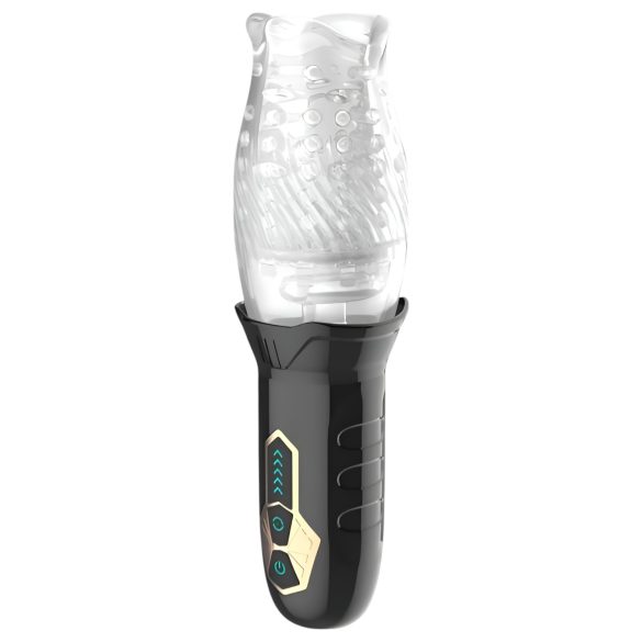Leopard Bellucci 360 - roterande vibrator (genomskinlig-svart)