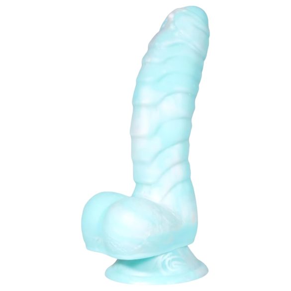 OgazR Sjöorm - räfflad dildo - 17 cm (blå-vit)