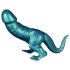 Dinosaurie dildo i silikon - 26 cm (turkos)