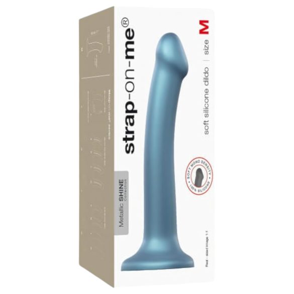 Strap-on-me Metallic Shine M - hudvänlig dildo (metallblå)