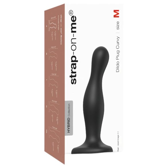 Strap-on-me Curvy M - vågig sugpropp dildo (svart)