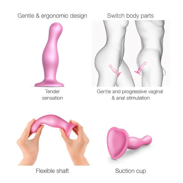 Strap-on-me - strap-on dildo med sugkopp - böjd silikon rosa S