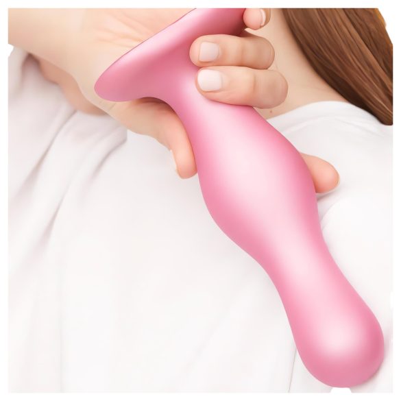 Strap-on-me - strap-on dildo med sugkopp - böjd silikon rosa S