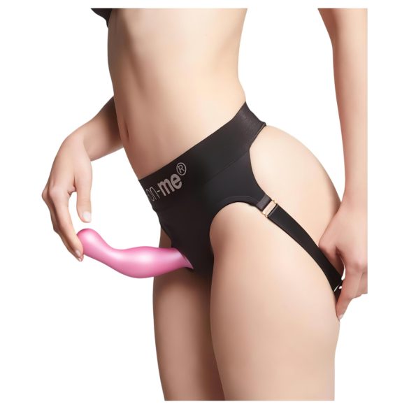 Strap-on-me - strap-on dildo med sugkopp - böjd silikon rosa S