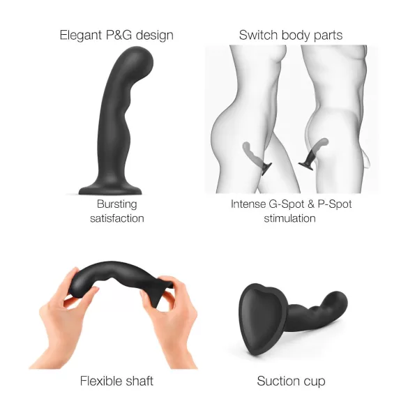 Strap-on-me - dildo med sugkopp - böjd - svart - S