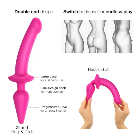Strap-on-me Switch Semi-Realistic L - 2-i-1 dildo i silikon (rosa)