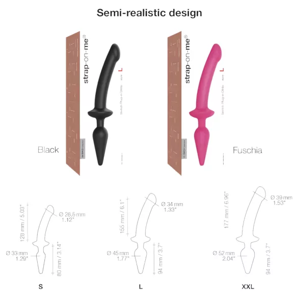 Strap-on-me Switch Semi-Realistic L - 2-i-1 dildo i silikon (rosa)