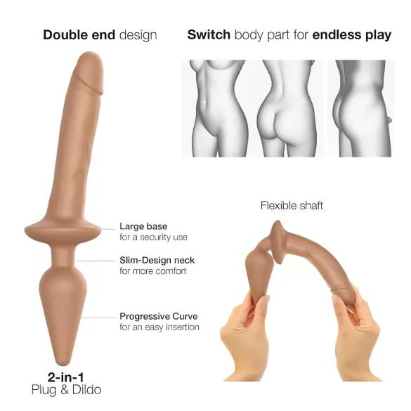 Strap-on-me Switch Realistic L - 2-i-1 silikondildo (naturfärg)