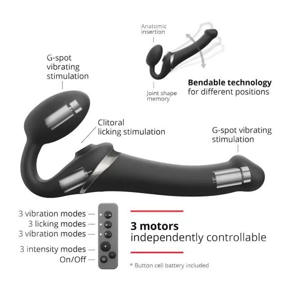 Strap-on-me - strap-on vibrator med luftvåg - svart