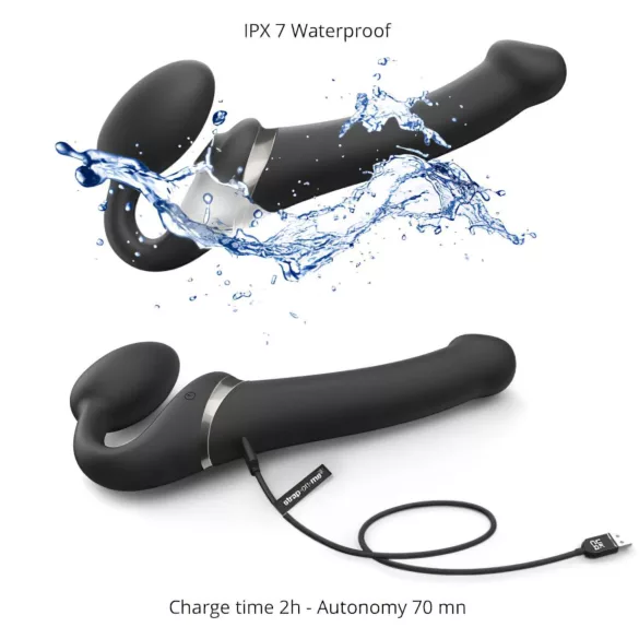 Strap-on-me - strap-on vibrator med luftvågor - svart - M
