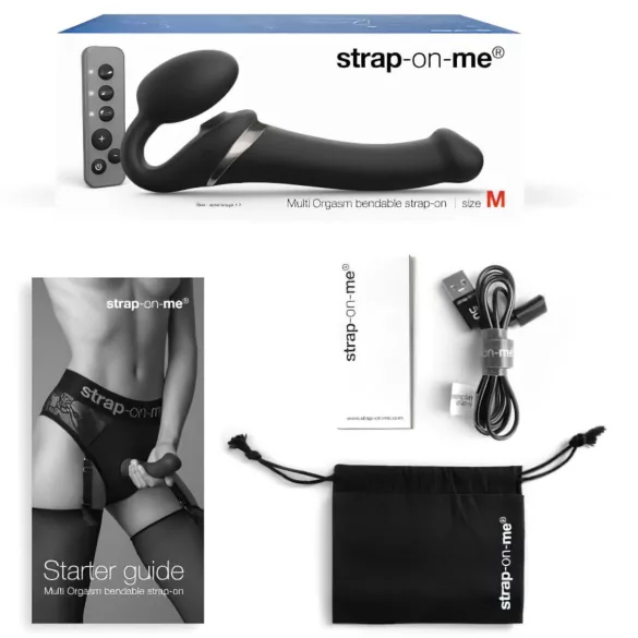 Strap-on-me - strap-on vibrator med luftvågor - svart - M