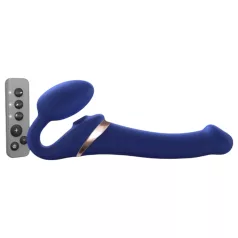   Strap-on-me - strap-on vibrator med luftvågstimulans - silikon blå M