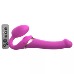   Strap-on-me - strap-on vibrator med luftvågor - silikon rosa M