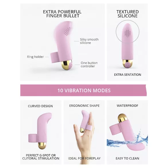 Love to Love - fingervibrator - uppladdningsbar - rosa
