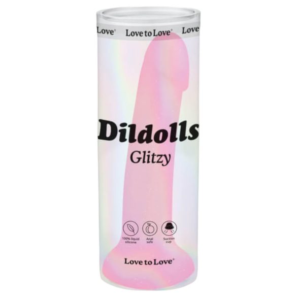 Dildolls Glitzy – Sugrörsrosa Sugkoppsdildo i Silikon