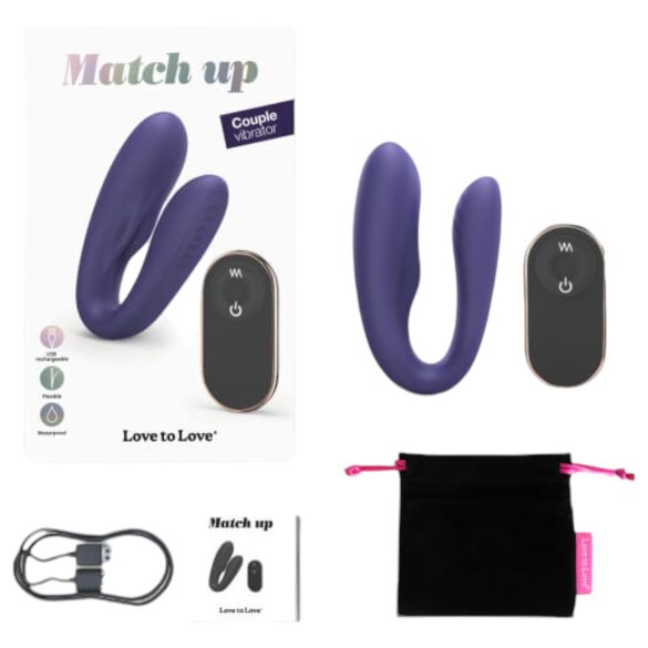 Love to Love Match Up - uppladdningsbar, radio-styrd parvibrator (lila)