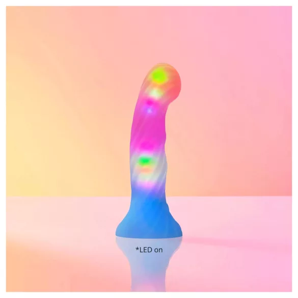 Love to Love Candy Loop - lysande LED-dildo i silikon (rosa-blå) - 16,9 cm
