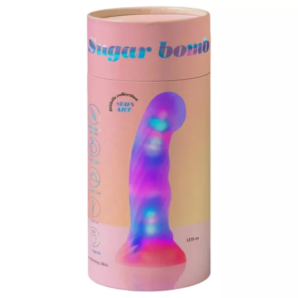 Love to Love Sugar Bomb - belyst LED-dildo i silikon (rosa/gul) - 16,9 cm