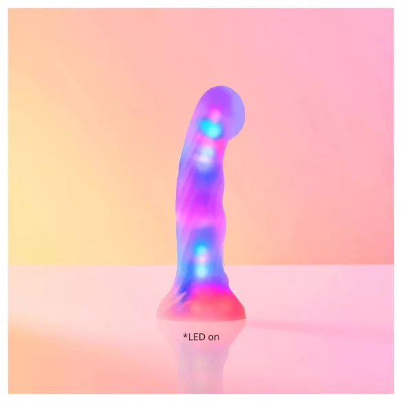 Love to Love Sugar Bomb - belyst LED-dildo i silikon (rosa/gul) - 16,9 cm