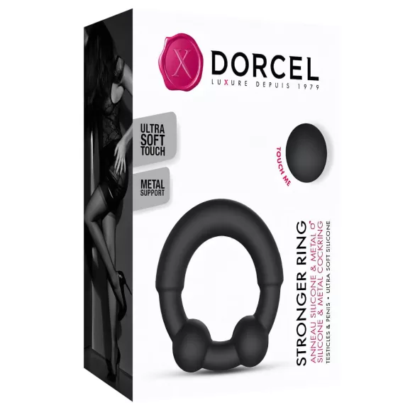 Dorcel - penisring med metallinsats - svart