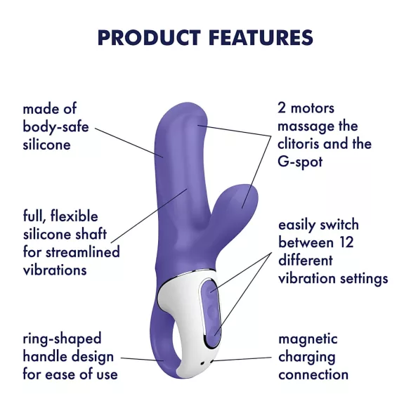 Satisfyer Magic Bunny - vattentät vibrator med klitorisklämmare (lila)