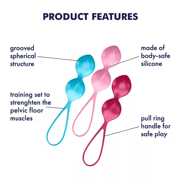 Satisfyer V Balls - knipkulasett - 3 delar - geishakulor
