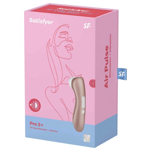 Satisfyer Pro 2+ - klitorisstimulator vibrator - uppladdningsbar - brun