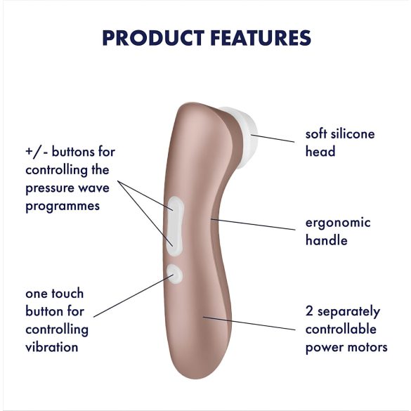 Satisfyer Pro 2+ - klitorisstimulator vibrator - uppladdningsbar - brun